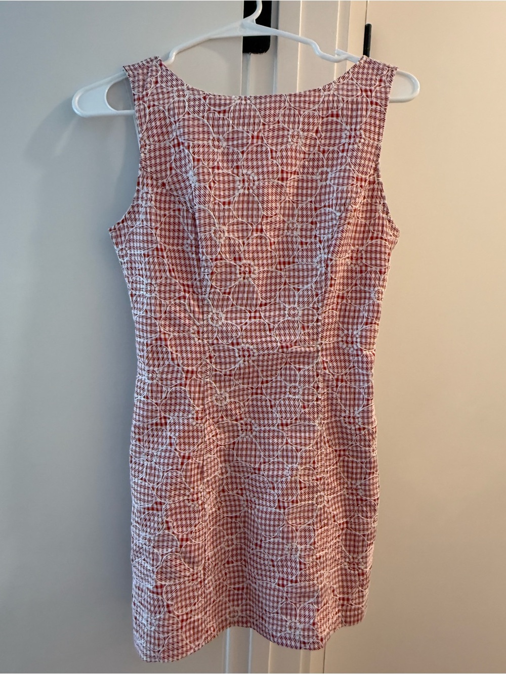 Stella Dallas red floral gingham mini dress